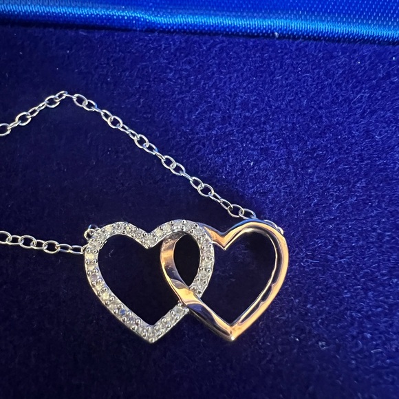 Diamond Classics Sterling Silver and Rose Gold Plated Double Heart Necklace - Picture 4 of 13